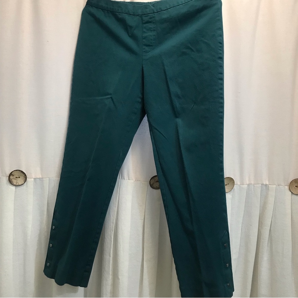 ISAAC MIZRAHI SIZE 10P DARK GREEN ANKLE PANTS